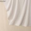 ZANZEA Women Casual Round Neck Summer Short Sleeve Blouse