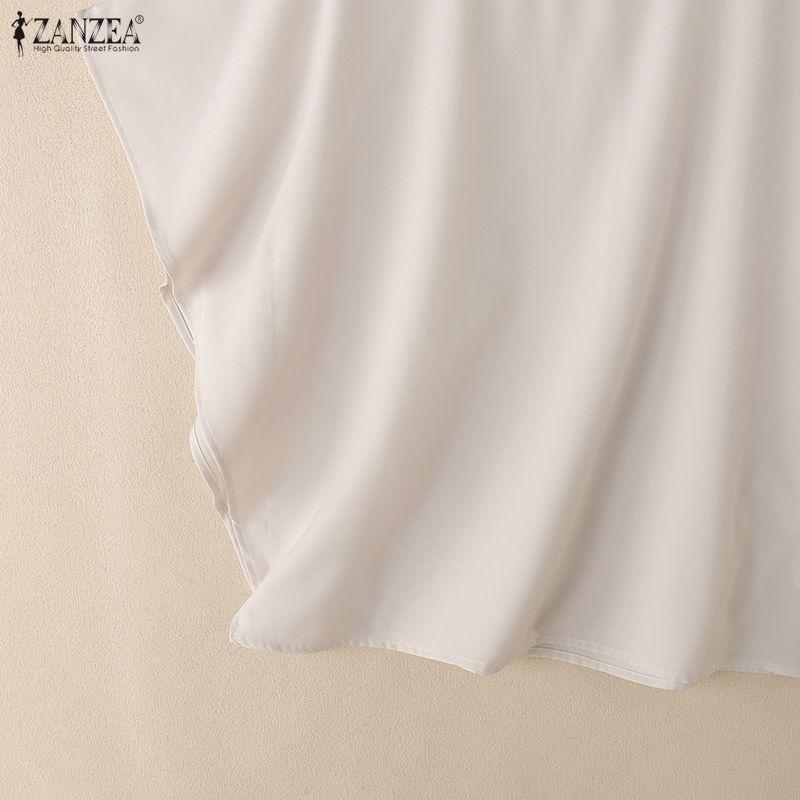 ZANZEA Women Casual Round Neck Summer Short Sleeve Blouse