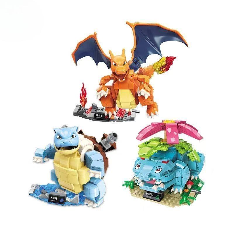 Pokemon Anime Cartoon Pikachu Bulbasaur Blocks Bricks Sets Movie Dolls Model Kids Toys for Children Gift Color Box Packaging