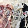 Женская куртка с капюшоном на осень и весну, свободная мягкая повседневная куртка на молнии с длинными рукавами и карманами с буквами