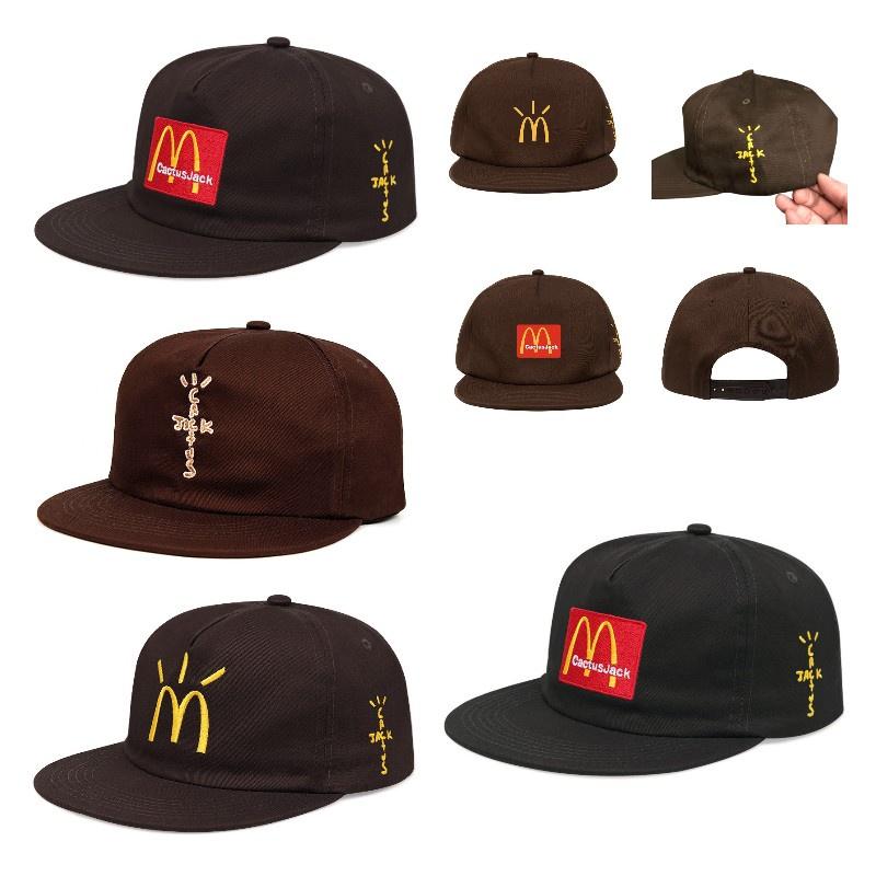 Бейсболка Travis Scott Mcdonald's Collaboration Вышитая, Регулируемая, Хлопок, Широкие поля