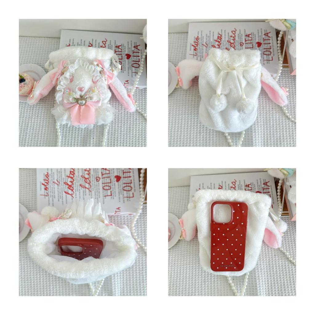 Лолита бант вислоухий кролик счастливый мешок милый мягкий сестринский жемчужный шнурок сумка-мессенджер для хранения