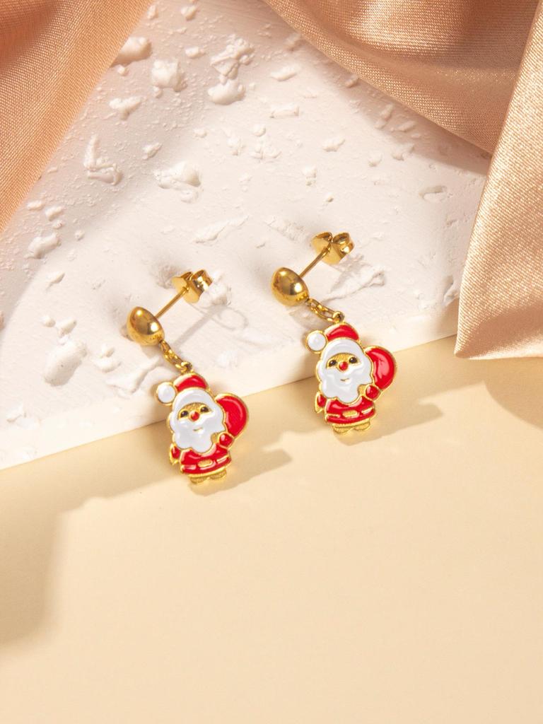 High-End Christmas Series Stainless Steel Earrings - Versatile Gift and Decoration