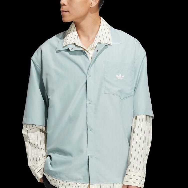 adidas Многослойная рубашка с длинными рукавами и принтом логотипа Originals X Umamiism, топы унисекс, синий цвет HR6446