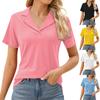 Women's Shirt Lapel V Neck Short Sleeve Shirt Formal Casual Tunic Top