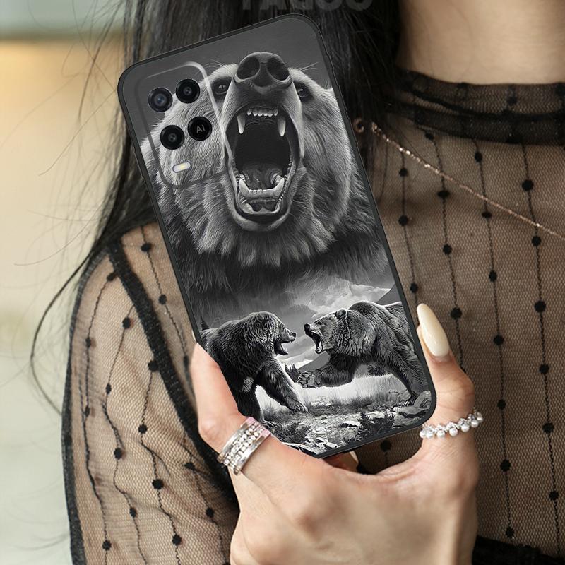 Милый чехол с медведем гризли для Oppo A5 Pro A15 A17 A57 A77 A18 A38 A58 A78 A98 A94 A74 A54 A40 A60 A80 A96 A76 A16