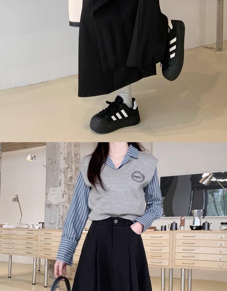 Plus Size Women's High Waist Black A-Line Midi Skirt - Autumn/Winter Fashion