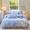 Princess Style Milk Velvet Lace 4-Piece Set: Embroidered Duvet Cover & Solid Color Bed Sheet