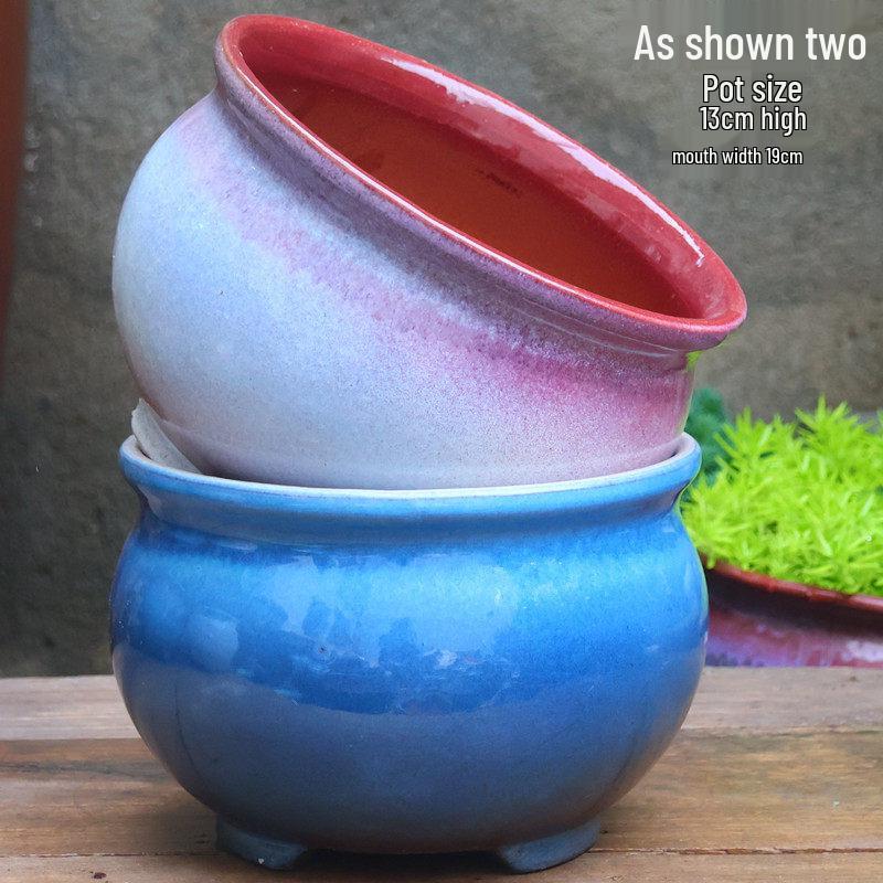 Handmade Retro Ceramic Pot: Large Opening Succulent & Flower Planter for Chlorophytum, Rose, Orchid, & Green Plants