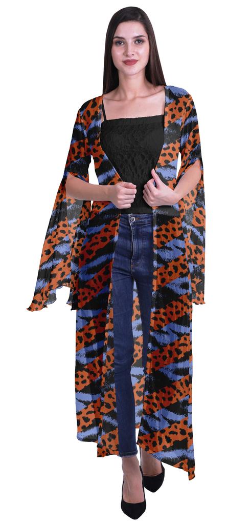 Moomaya Пляжная накидка с открытым передом из принтованного жоржета и разрезами на рукавах