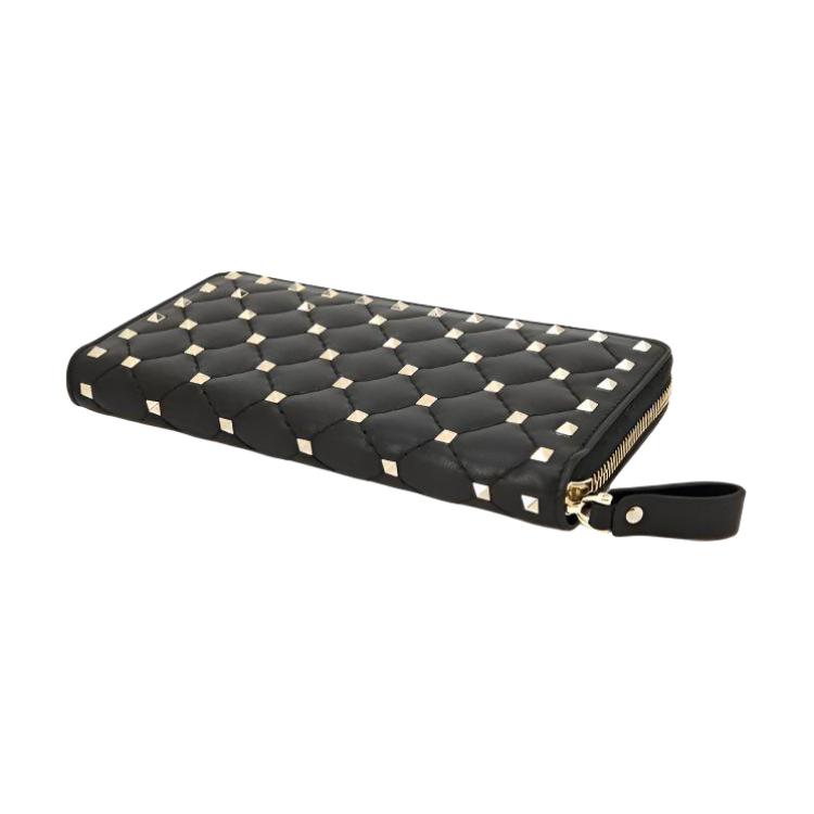 Valentino Studded Zipper Wallet Women Wallet Black NW2P0P00-NAP-0NO