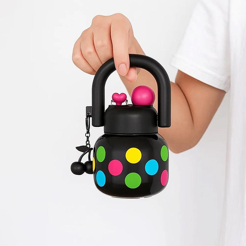 Portable Large Capacity Water Cup Cherry Plastic Straw Water Bottle Double Drink Bowknot Sippy Cup Gifts