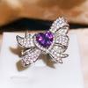 Кольцо в креативном стиле с преувеличенным бантом, великолепное роскошное кольцо с бриллиантами Love Purple Diamond Girl