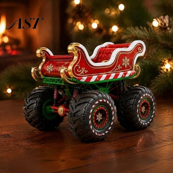 Holiday Atmosphere Ornaments for Shops Retro Christmas Sleigh Truck Ornament, Decorative Vehicle Figurine, Resin Vintage Handcrafted Table Decor