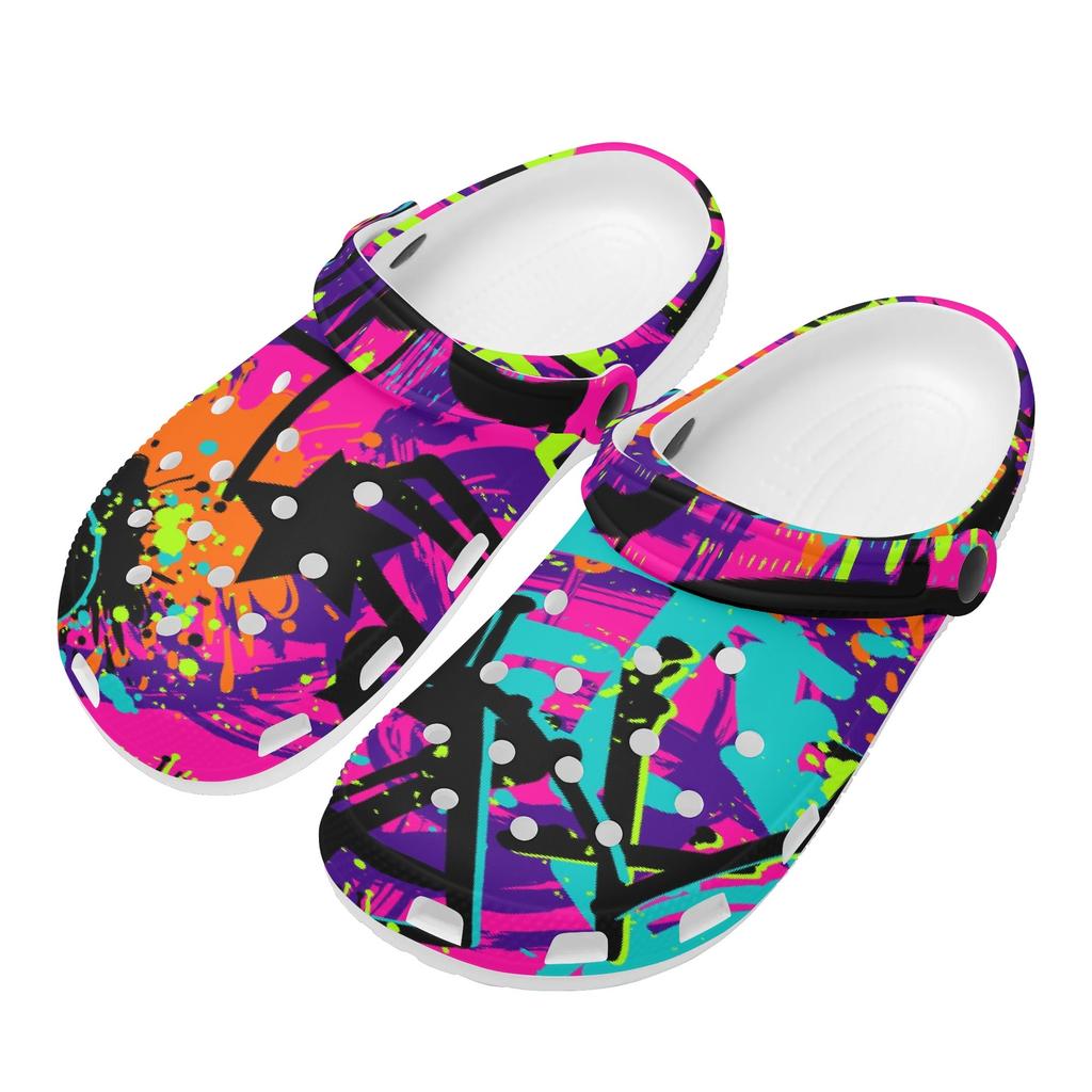 Colorful EVA Clogs for Women Men Printed Breathable Slip On Garden Shoes Lightweight Beach Pool Home Bathroom Pool Shower Use