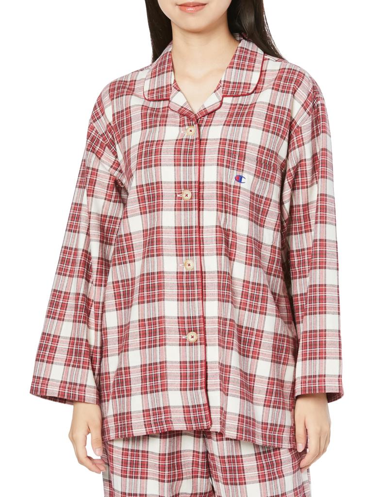 Champion Cotton Long Sleeves and Red Women's 100% Loungewear, Pants, Yarn-Dyed Viyella,