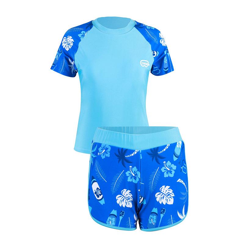 Plus Size Girls' Sun Protection Swimwear, Quick-Dry Split Design for Big Kids