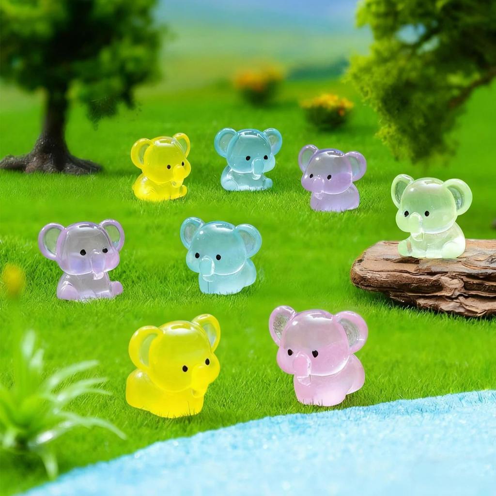 10/20Pcsmini Resin Cute Glowing Elephants Animals Home Decor For Diy Fairy Garden Micro Landscape