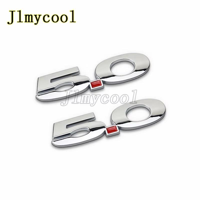 AAWE1 2Pcs 3D Metal Car Sticker Black Silver 5.0 Badge Zinc Alloy compatible compatible for Mustang GT 2015-2020 Right Left Fender Emblem