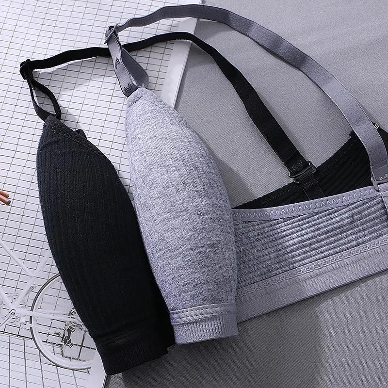 Корейская версия чистого хлопка, приятная для кожи, дышащая, впитывающая пот нить, тонкая, без стального кольца, женское нижнее белье с маленькой грудью, бюстгальтер