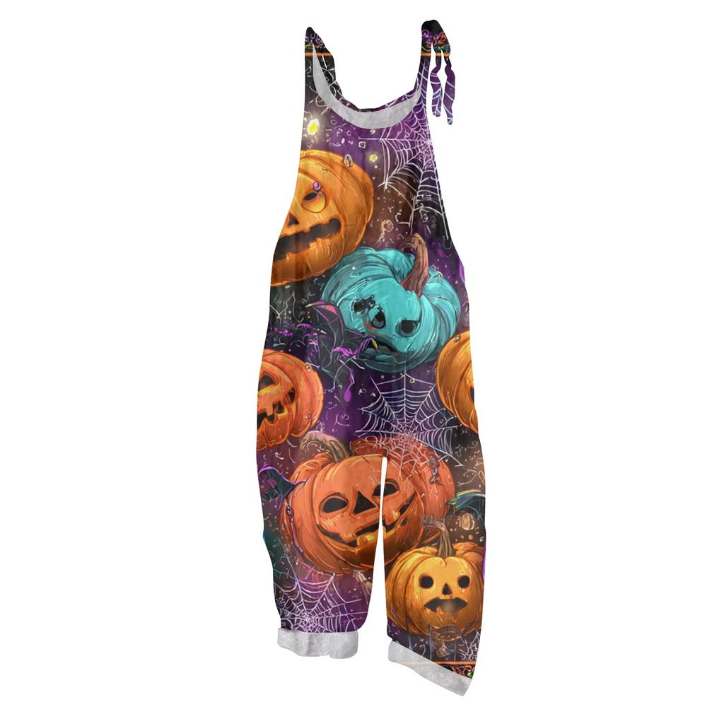 Женский комбинезон с принтом, повседневный свободный винтажный комбинезон из хлопка и льна