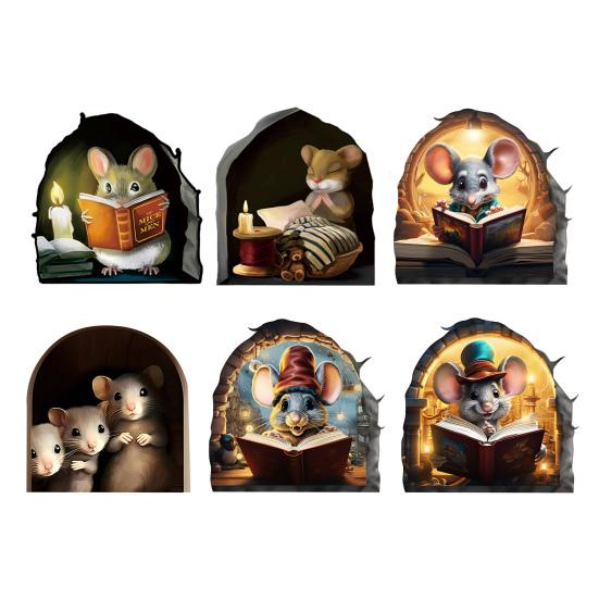 Наклейка на стену с изображением мыши, отклеивающаяся и приклеивающаяся, мультяшная настенная наклейка с изображением мыши, водонепроницаемая