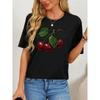 Summer Round Neck 3D Cherry Print Top Fashionable Casual Short Sleeved Women's T-shirts