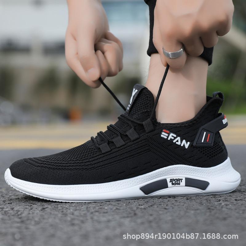 Men's Breathable Mesh Sneakers, New Trendy Versatile White Shoes, Lightweight Soft Sole Casual Athletic Shoes for Men