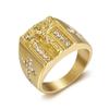 Cool Mens Stainless Steel Gold Plated CZ Jesus Cross Crucifix Ring Size 7 8-15