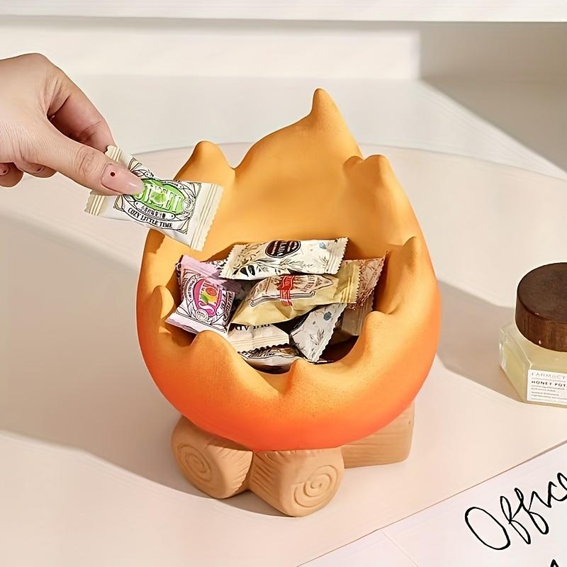 Flame Shaped Storage Tray, Unique Flame Design Ceramic Decorative Tray for Home and Office ,Ideal for Organizing Lipstick, Keys, and Small Items