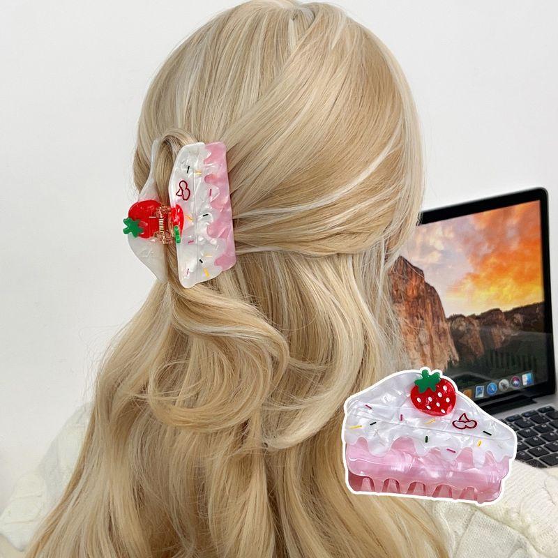 1pc Strawberry Cake Girl's Heart Grabbing Clip, Large Shark Clip, High-end and Sweet Clip, Hair Accessory, Headwear for Women