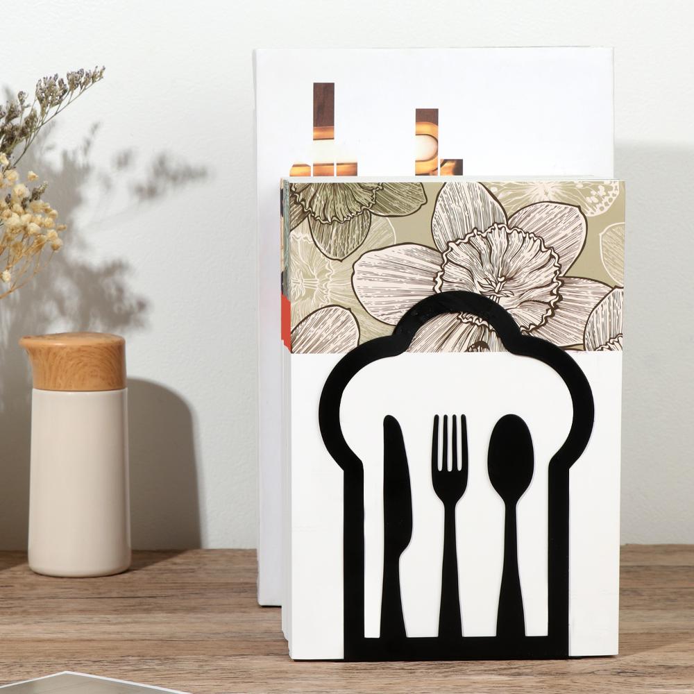 Spoon Cloud Book Shelf Holder Bookends For Shelves Fork Metal Book Ends Kitchen Cookbook Bookends