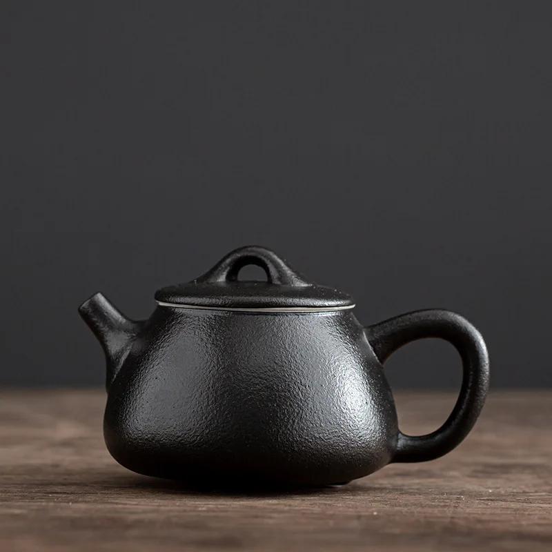 Чайник из грубой керамики в японском стиле, чайник с боковой ручкой, портативный чайник большой емкости с ручкой, чайная посуда ручной работы, чай кунг-фу