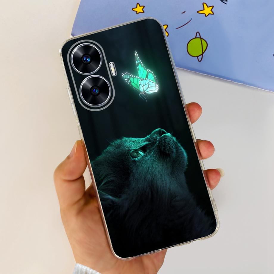Чехол для Realme C55 6.72 дюйма Задняя крышка Гладкий Прозрачный Тонкий Чехол Для ON Oppo Realme C55 C 55 RMX3710 Мультяшный Детский Чехол