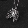 1pc Skeleton Pendant Necklace Anatomy Anatomical Human Rib Cage Body Chest Necklace Fashion Vintage Biology Jewelry Men