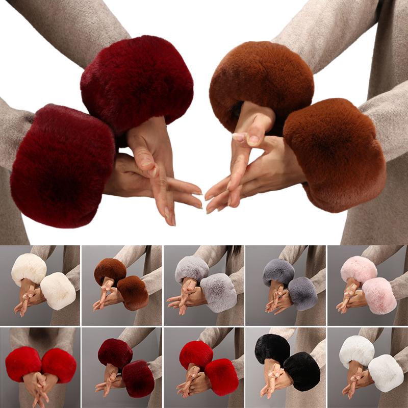 Женское зимнее теплое модное пальто платье рукава аксессуары искусственный кролик рекс плюшевые манжеты съемные