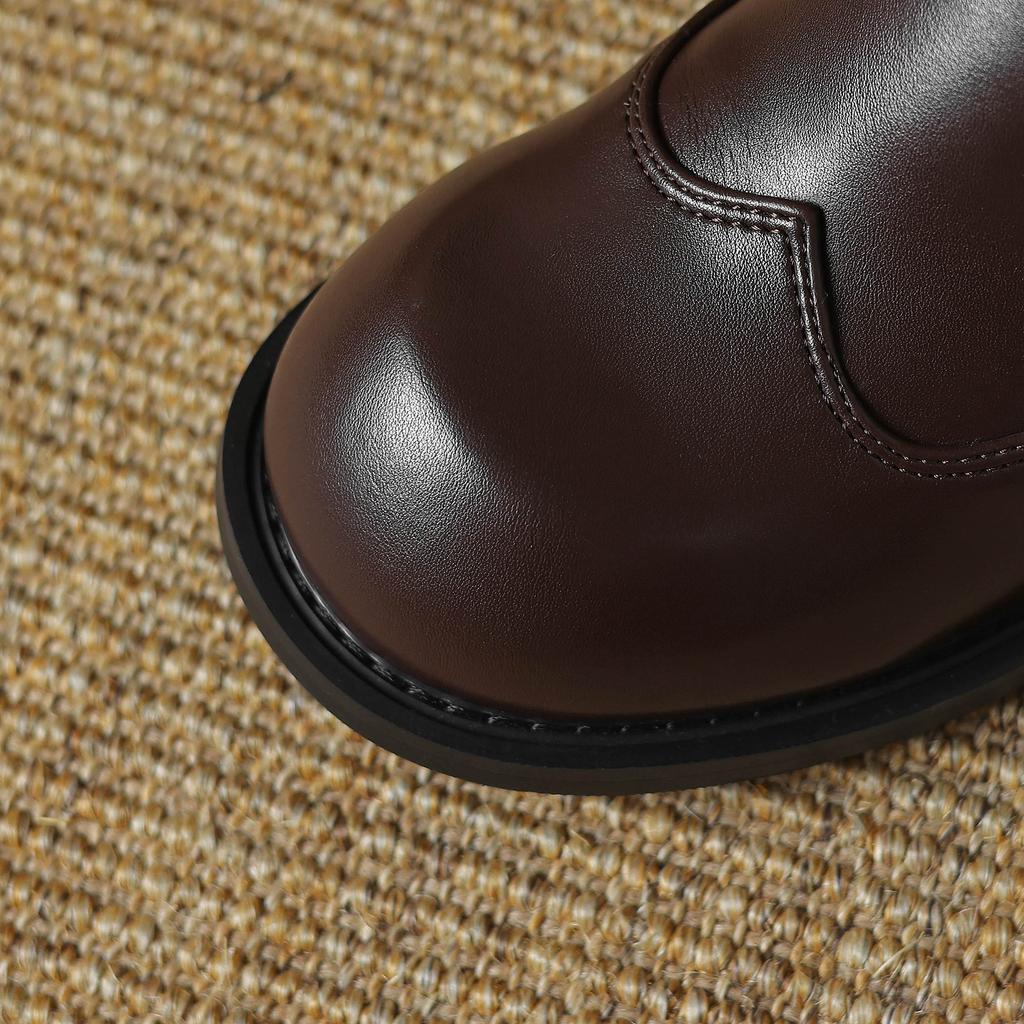 Krazing Pot Микрофибра Осенне-зимняя обувь Толстый средний каблук Размер 43 Ботинки челси Вязаный сзади Эластичные ботильоны