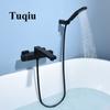 Tuqiu Bathroom Shower Faucet Set Wall Mounted Black Shower Faucet, Bathroom Cold and Hot Bath and Shower Mixer Taps Brass