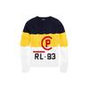 Polo Color Block Letter And Number Embroidered Round Neck Loose Cable Knit Sweater Women Sweater Multi-color WMPOSWEN6810253-B90