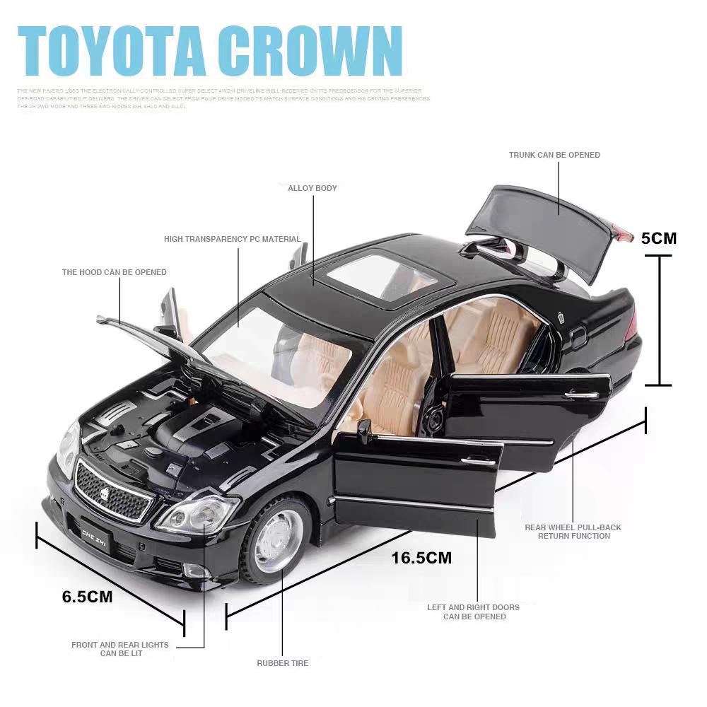 Toyota Crown 12th Generation Simulation Diecast & Toy Vehicles Sounds & Light Pull Back Car 1:32 Alloy Collection Model