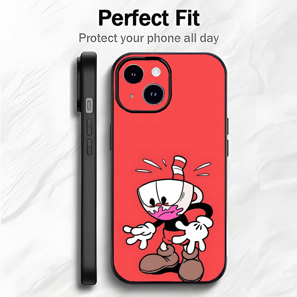 Милый американский мультяшный чехол для телефона C-Cuphead Чехол для телефона Мягкая упаковка Легкий Для iPhone17 16 15 14 13ProMax