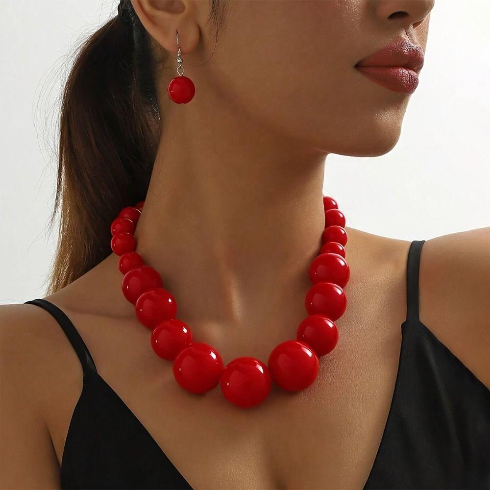 3 pcs/set Exaggerated Jewelry Set Gradient Size Drop Earrings Necklace Earrings Set Women