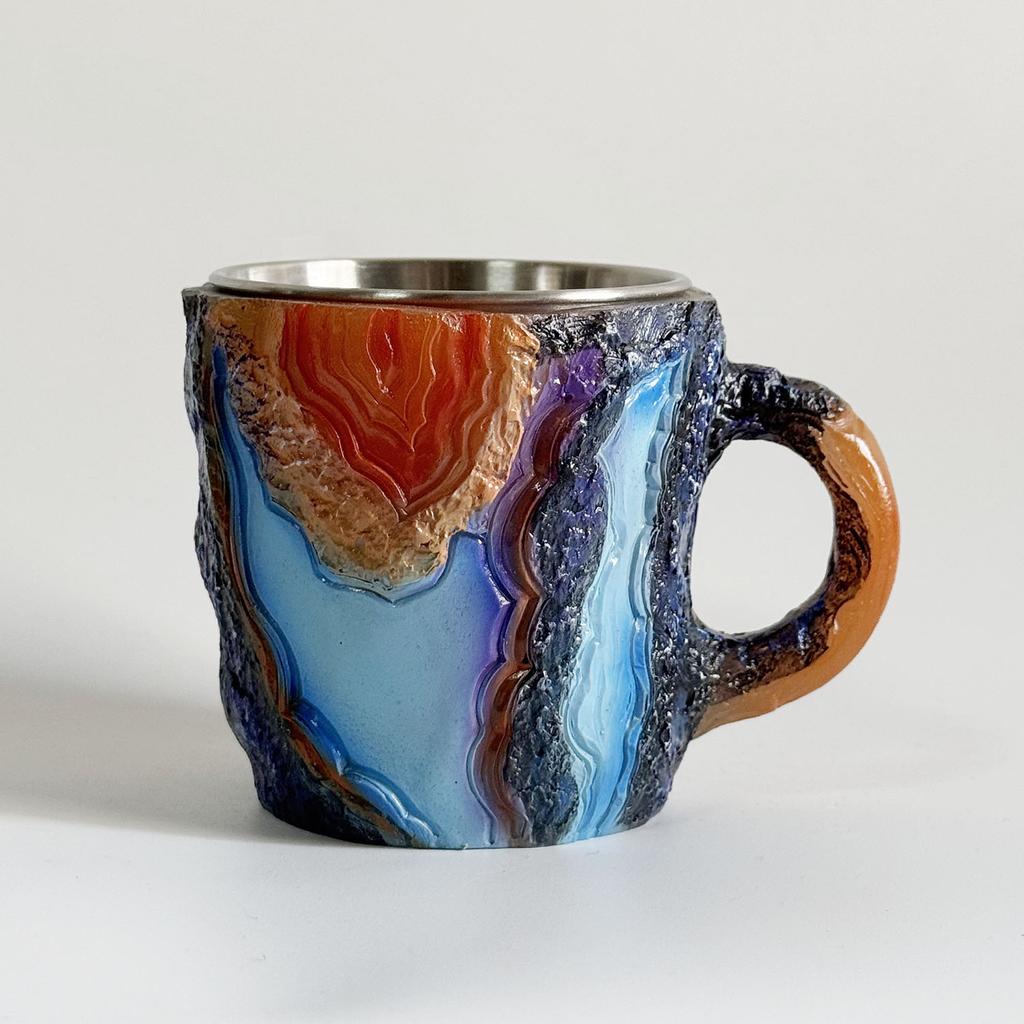 Кружки для кофе из минерального хрусталя, элегантная кружка из минерального хрусталя, изысканная чашка для чая из смолы, многофункциональная кружка из минерального хрусталя для домашнего офиса 8 см