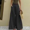ZANZEA Womens Casual Solid Color Loose Wide Leg Pants