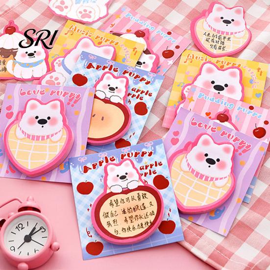 Creative Message Pads 4Pcs Cartoon Dog Shape Note Set Cute Self-Adhesive Memo Soft Adhesive Sheets for Students Office Removable Notepads Reminders