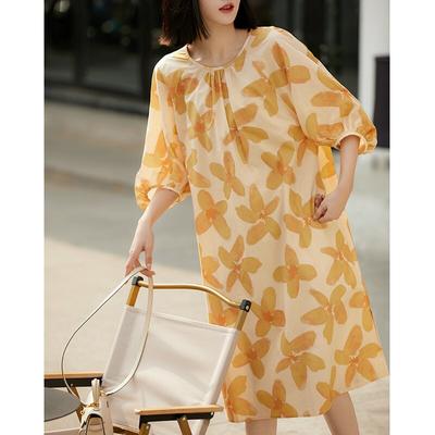 Модное свободное платье с принтом для женщин 2023, летние платья с коротким рукавом, вечернее платье, платья с цветочным принтом и кожаным поясом 25953