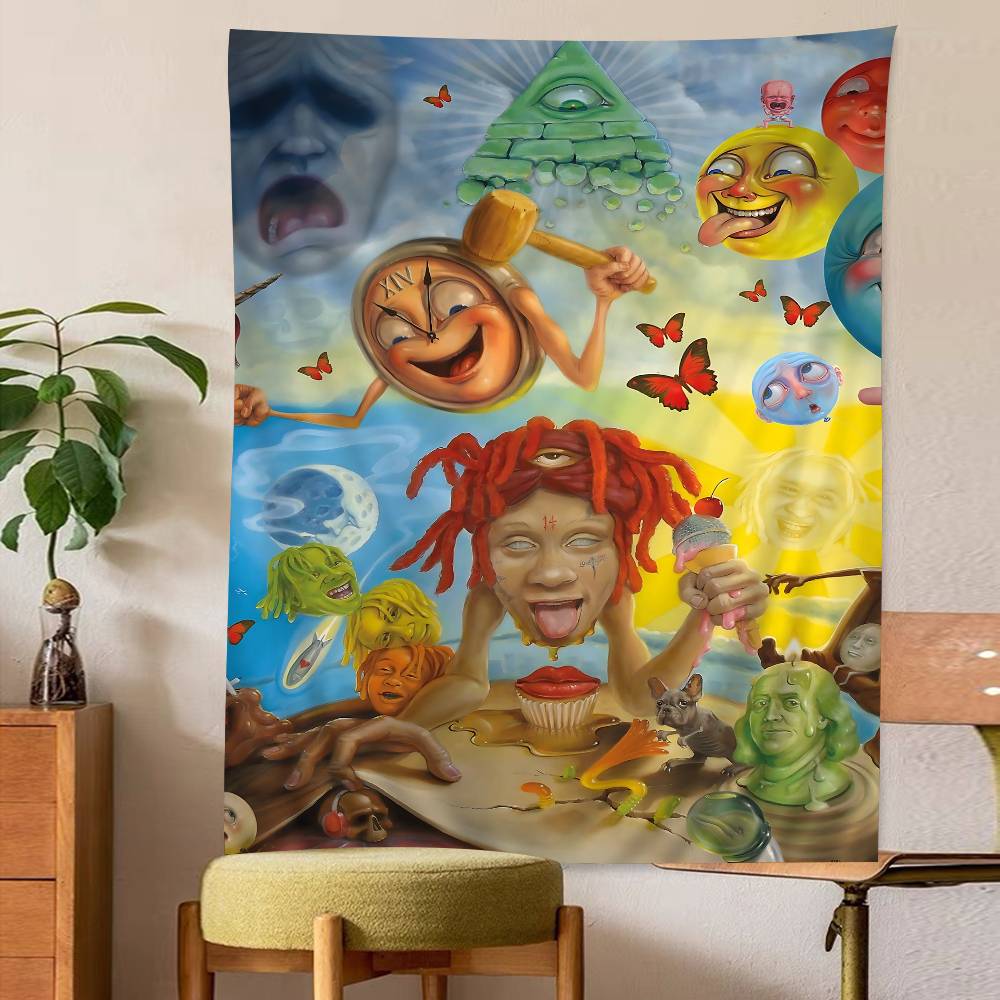 Trippie Рэпер Певец Redd Красочный Гобелен Настенный Бохо Настенные Гобелены Мандала Настенный Полотна
