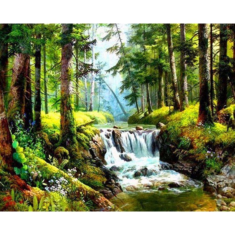 Diamond Embroidery Waterfall Landscape Picture Of Rhinestone 5D Diamond Painting Mosaic Needlework Handmade Gift