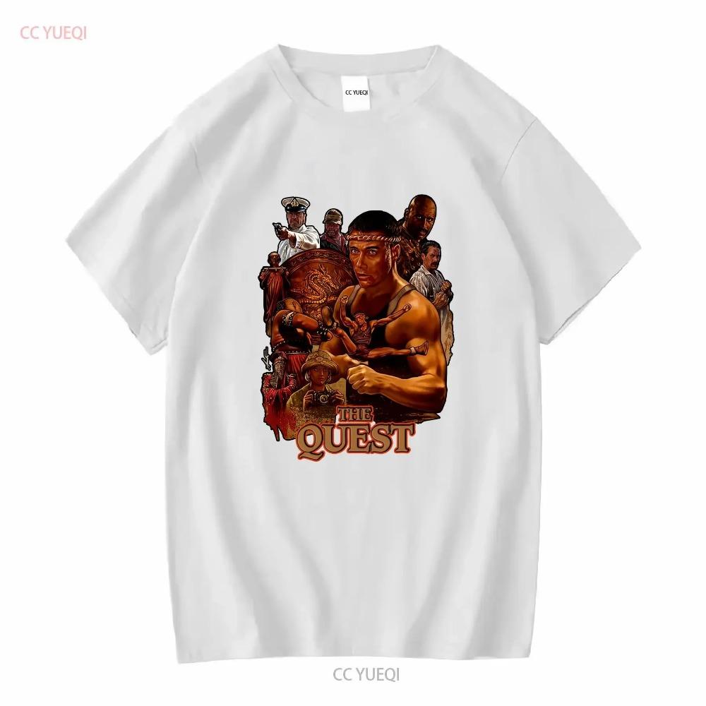 Кинофутболка Квест 1996 Жан-Клод Ван Дамм Тяжелый хлопок винтажная Выстиранная Удобная мужская Стильная Слегка унисекс