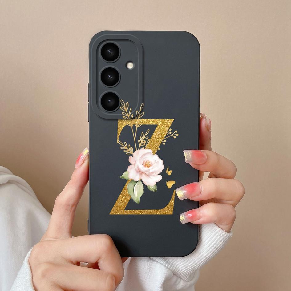 Flowers Letter Case For Samsung A05 A05S A16 S25 Plus S25Ultra A26 A56 F14 A36 Fashion Exquisite Pattern Soft Silicone Couples Covers For Samsung Capa
